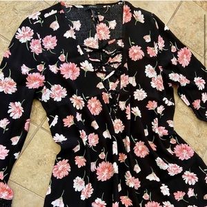 Forever 21 Black And Pink Floral Dress Large